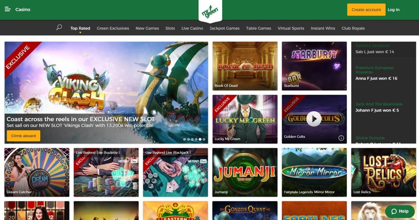 Mr Green Homepage