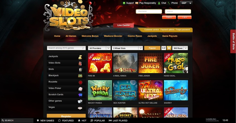 Videoslots screenshot