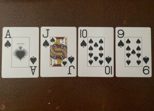ace jack ten nine spades suited scary board poker