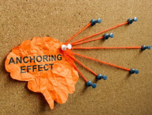 anchoring effect brain with pin board string connections anchors