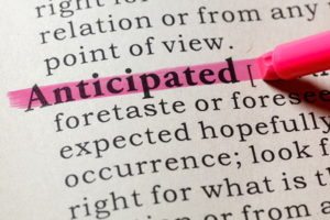 anticipated word dictionary defined
