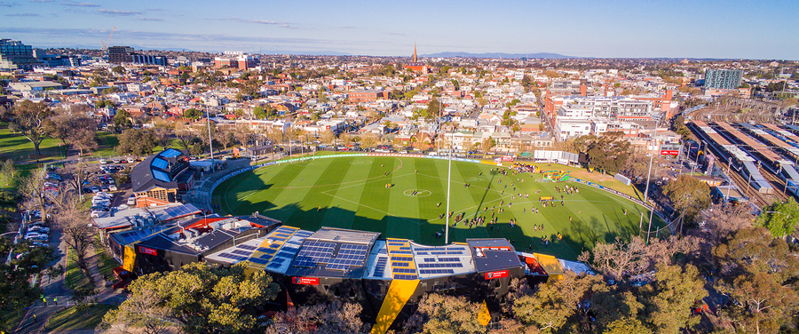 aussie rules football pitch overhead view