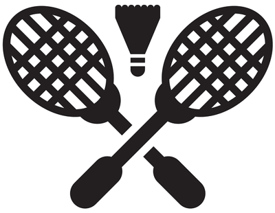 badminton raquets and shuttle cock graphic