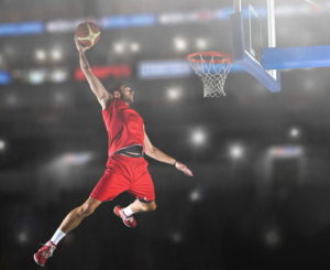 basketball player slam dunk