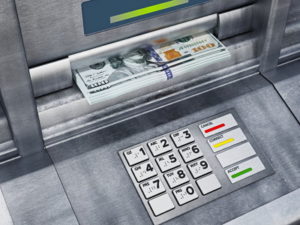 cash dispensed from an atm