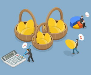 diversification putting eggs into different baskets concept image
