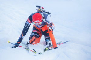 exhausted biathlon competitor