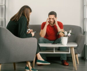 man receiving counselling and treatment