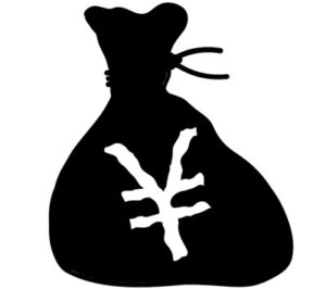 money bag icon with japanese yen symbol