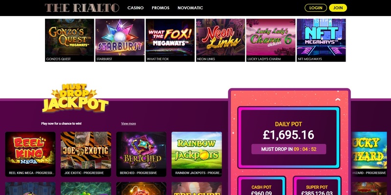 Rialto Casino Homepage