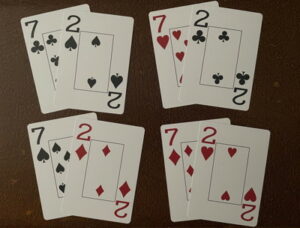 seven two off suit various combinations worst poker hand