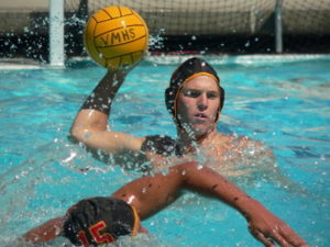 water polo player ready to throw the ball