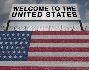 welcome to the united states sign and flag